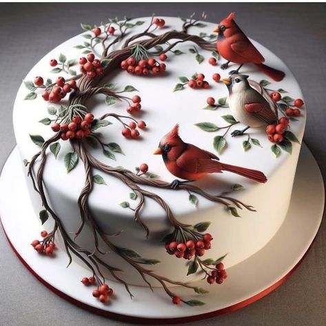 Christmas Themed Cake, Christmas Cake Designs, Fantasy Cake, Beautiful Cake Designs, Christmas Cake Decorations, Xmas Cake, Winter Cake, Creative Cake Decorating, Cake Decorating Ideas