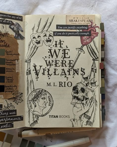 Dark academia aesthetics if we were villains ml Rio the secret history annotations annotated books art doodles Storytelling Quotes, If We Were Villains, King Lear, Unread Books, Julius Caesar, Book Annotation, Book Drawing, Book Study, The Secret History