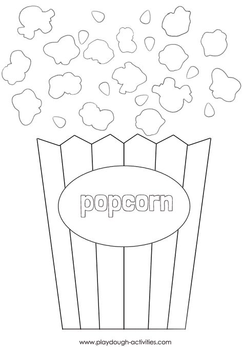 Popcorn Crafts Preschool Free Printable, Popcorn Printable Templates, Popcorn Bucket Template Free Printables, Printable Popcorn Box Template, Popcorn Bucket Printable, Popcorn Template Free Printable, Popcorn Crafts Preschool, Popcorn Template, Cotton Ball Activities