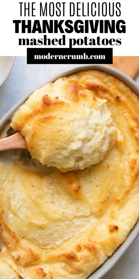 Bake Mashed Potatoes Recipe, Best Potatoes For Thanksgiving, Baked Whipped Potatoes, Thanksgiving Loaded Mashed Potatoes, Mashed Potatoes Recipe For Thanksgiving, Riced Mashed Potatoes, Mash Potato Recipes Thanksgiving, Potato Side Dishes Thanksgiving, Best Thanksgiving Potatoes