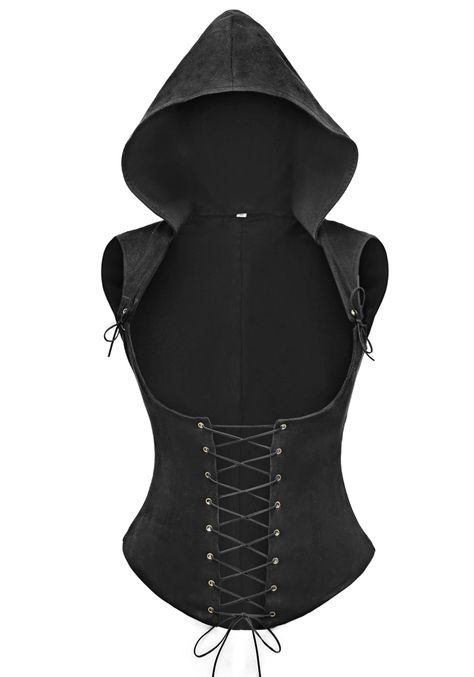 PRICES MAY VARY. Package Includes: Medieval Corset Vest with hood*1, classic black/brown in available, and the lace at the front and shoulders gives the corset height adjustability. Quality Material: This underbust bustier corset top is made of quality faux suede leather to show off your curves while providing great comfort. Size Recommend: We offer X-Small to 3X-Large size for you, please check what size you need according to our size chart before buying. Occasions: Steampunk style design can w Pirate Dresses, Medieval Corset, Hunter Costume, Plague Doctor Costume, Ren Faire Outfits, Pirate Dress, Ren Faire Costume, Steampunk Couture, Gothic Costume