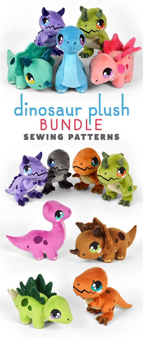 Sewing Patterns Dinosaur, Stegosaurus Sewing Pattern, Vulpix Sewing Pattern, Dinosaur Plush Sewing Pattern, Small Plush Sewing Pattern, T Rex Plush Pattern, Dinosaur Toy Pattern, Diy Dinosaur Plush, Plush Dinosaur Pattern