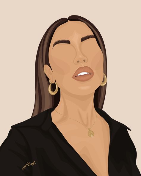 custom digital illustration created on procreate of a beauty influencer wearing a black top and gold jewelry Branding Social Media, Small Business Owners, Digital Illustrations, Media Content, Apple Pencil, Social Media Content, Business Owners, Ipad Pro, Digital Illustration