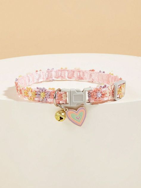 Kitten Accessories Aesthetic, Cute Kitten Collars, Pink Cat Accessories, Cat Accessories Products, Cat Outfits Pets, Cottage Core Cat, Pink Cat Collar, Cute Cat Accessories, Pretty Dog Collars