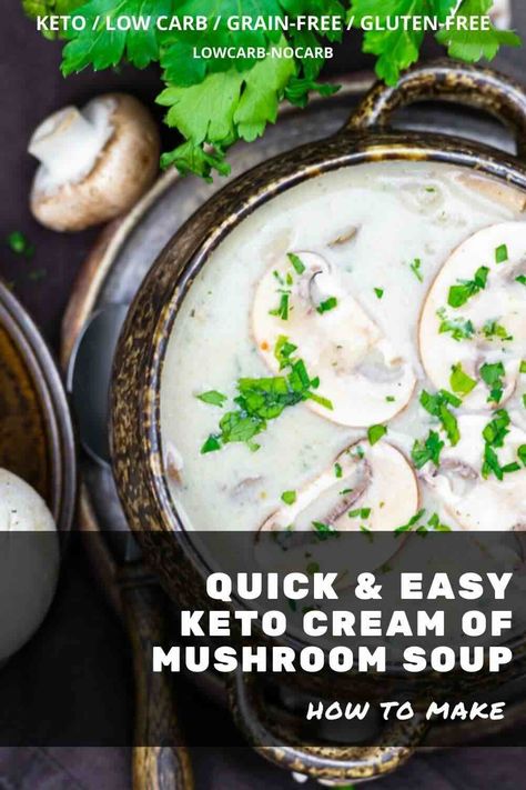 If you're looking for a comforting dish that fits your low carb lifestyle, this creamy keto mushroom soup recipe is just what you need. This keto cream of mushroom soup is thickened with cream, giving it that perfect rich texture without the carbs. It's a great way to enjoy a hearty, flavorful meal while meeting your goals. Keto Cream Of Mushroom Soup, Keto Cream Of Mushroom, Keto Mushroom Soup, Keto Mushrooms, Chicken Veggie Soup, Parmesan Crusted Chicken Recipe, Crusted Chicken Recipes, Mushroom Soup Recipe, Low Carb Soup Recipes