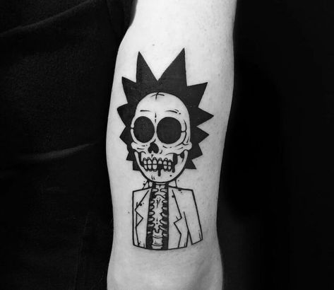 Tattoo photo - Rick tattoo by Roy Tsour Rick Tattoo Ideas, Simple Rick And Morty Tattoo, Rick And Morty Tattoo Small, Rick Morty Tattoo, Rick And Morty Tattoo Design, Retro Tattoo Ideas, Trippy Tattoos For Guys, Rick And Morty Tattoo Ideas, Rick Tattoo