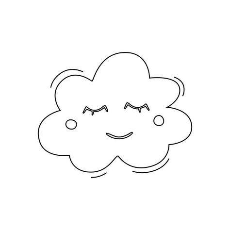 Premium Vector | Cute cloud Contour drawing of a cloud with a face and closed eyelashes Cute Cloud, Contour Drawing, A Face, Premium Vector, Graphic Resources, Eyelashes, Drawings