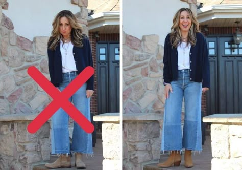 Crop Wide Jeans Outfit, Jean And Shoes Guide, Cropped Flared Jeans With Boots, Crop Boot Jeans Outfit, Wide Leg And Boots, Wide Leg Pants And Boots Outfit, Wide Leg Crop With Boots, Wide Leg With Boots, Wide Leg Boots Outfit