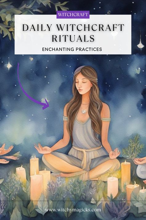 Incorporating daily witchcraft practices into one’s routine can deepen a spiritual connection and emphasize the magic in everyday life. Discover simple yet powerful rituals to integrate magic into your daily habits.  #DailyWitchcraft #EnchantingPractices #EverydayMagic #SpiritualRoutine #WitchyLifestyle #MagicalLiving Daily Witchcraft Routine, Magic In Everyday Life, Witchcraft Daily Practice, Witchy Self Care Routine, Daily Witchcraft Practice, Daily Witch Routine, Spiritual Practices Daily, Witch Routine, Witchy Homes