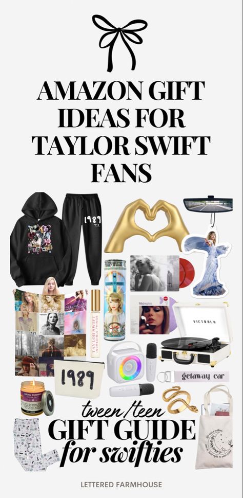 Looking for the ultimate Taylor Swift merch for your teenage fan? Look no further! This curated collection of clothes, music, and accessories will have them singing their hearts out. Shop now and show your Swiftie pride! #TaylorSwift #Merch #founditonamazon Taylor swift Christmas, taylor swift gifts, Taylor swift merch, Taylor swift advent calendar, Taylor swift bracelets, Taylor swift outfits, Taylor swift blanket, Taylor swift vinyl Follow my shop @LetteredFarmhouse on the @shop.LTK app to shop this post and get my exclusive app-only content! #liketkit #LTKHoliday #LTKfindsunder50 #LTKGiftGuide @shop.ltk https://liketk.it/4qeW3 Taylor Swift Valentine's Day Box Ideas, Lover Merch Taylor Swift, Taylor Swift Easter Basket, Taylor Swift Basket Ideas, Taylor Swift Gift Basket Ideas, Taylor Swift Basket, Taylor Swift Vip Package, Taylor Swift Themed Gift Basket, Taylor Swift Merch Collection