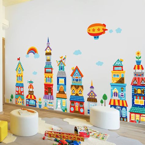 PRICES MAY VARY. Very cute wall stickers, let children play happily（Ps: Suitable for walls, glass and ceramic tiles with smooth surface and no dust. Do not apply to walls with textured or uneven surface.） WALL DECALS FOR BABY’S ROOM - This colorful baby wall decal will liven up your kid’s nursery, baby room or playroom adding a unique, eye catching design that can do something amazing with your walls. Very suitable for children's rooms or kindergartens, decorative wall stickers with cute themes Cute Wall Stickers, Kids Room Wall Color, Baby Room Wall Decals, Playroom Decoration, Room Kindergarten, Baby Wall Decals, Toy Room Decor, Room Children, Kids Room Wall Decals