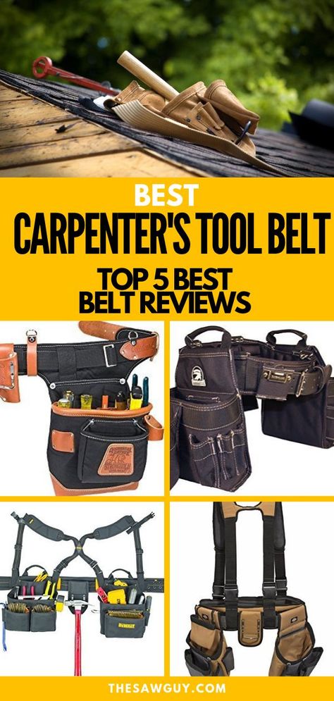 A tool belt is a carpenter's wingman, always assisting for a perfect alley oop. We did the homework so click on and check out some of our favorite carpenter’s belts before you seal the deal.  #thesawguy #carpenterstools #carpenterstoolbelt #toolguide #toolreview #carpentry101 #woodworking101 Carpenter Belt, Carpenter Tool Belt, Best Belt, Occidental Leather, Skilled Trades, Belt Diy, Leather Tool Belt, Tools Bag, Advanced Woodworking Plans