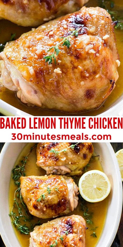 Lemon Roast Chicken Recipe, Thyme Roasted Chicken, Chicken And Thyme Recipes, Uses For Fresh Thyme, Lemon And Thyme Chicken, Recipes Using Fresh Thyme, Cooking With Thyme, Chicken With Thyme Recipes, Chicken Thyme Recipes