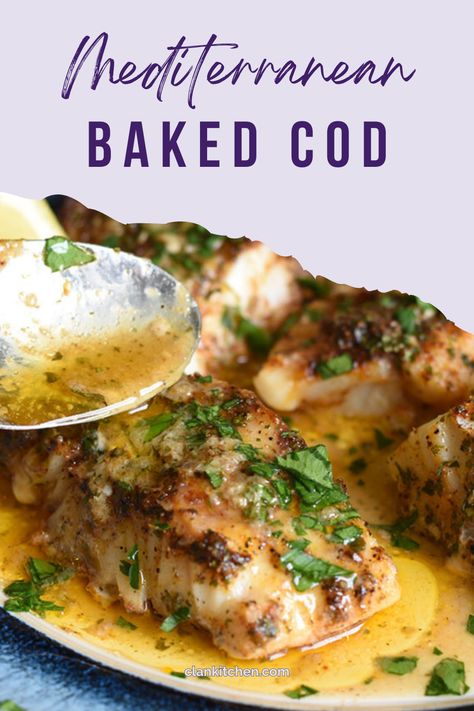 Easy Mediterranean Baked Fish, Mediterranean Catfish Recipes, Mediterranean Baked Cod Recipes, Pan Seared Mediterranean Cod, Cod And Couscous Recipes, Medditeranean Fish Recipes, Cod Mediterranean Recipe, Mediterranean Diet Seafood Recipes, Mediterranean Sea Bass Recipes