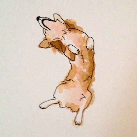 Tatuagem Chamuska ❤️ Silly Dog Tattoo, Joyful Tattoo, Corgi Tattoo Minimalist, Corgi Watercolor, Tricolor Corgi, Tatoo Dog, Corgi Tattoo, Watercolour Tattoo, Corgi Drawing