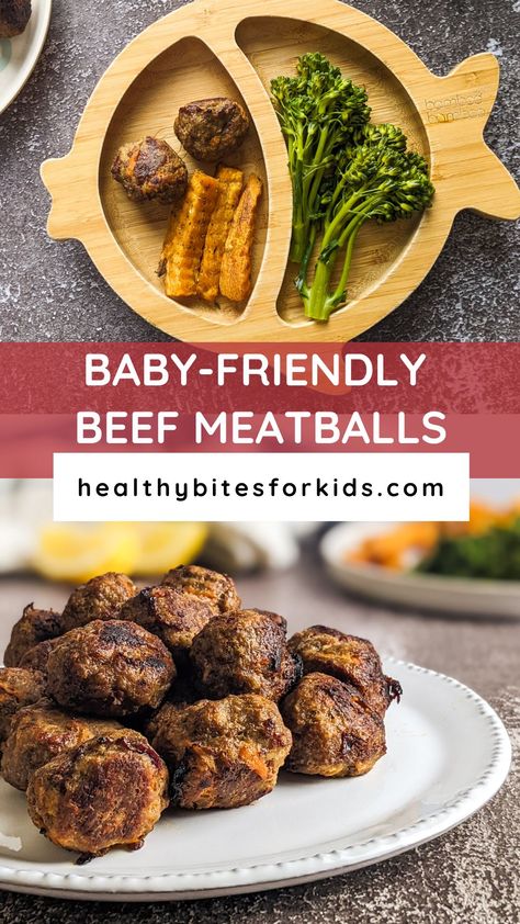 Meat For 12 Month Old, Blw Meatballs Beef, Baby Meatballs Beef, Ground Beef Blw, Blw Meat Recipes, Baby Ground Beef Recipes, Blw Ground Beef, Baby Meatball Recipe, Ground Beef For Baby