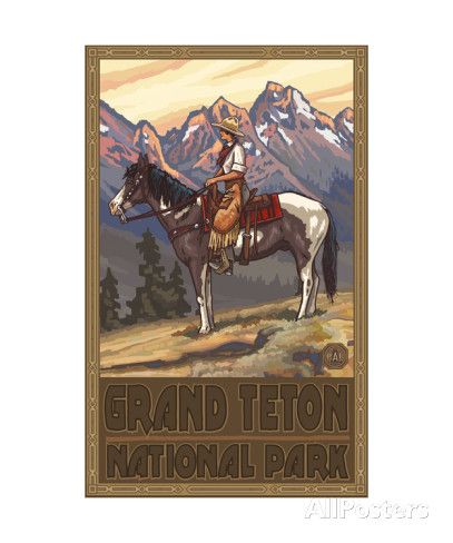 Grand Teton Cowgirl Pal 414 Photographic Print by Paul A Lanquist at AllPosters.com Montana Art, Ranch Hand, Cowgirl Art, Estes Park Colorado, Montana State, Travel Artwork, West Art, Cowboy Art, National Park Posters