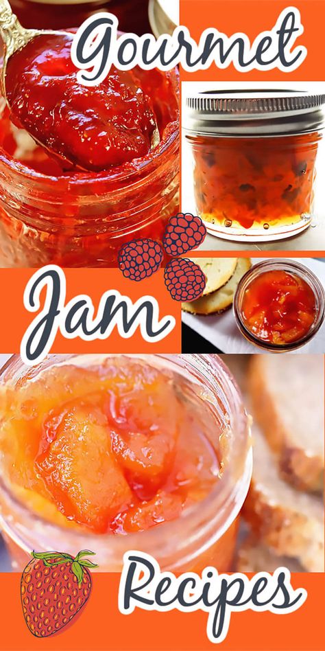 Gourmet Jam Recipes, Homemade Jelly And Jam Recipes, How To Can Jams And Jellies, Spiced Jam Recipes, Vintage Jam Recipes, Selling Jams And Jellies, Strawberry Jam Combinations, Fruit Pepper Jelly Recipe, Homemade Jam Gift Basket Ideas