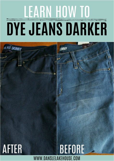 Learn how to dye jeans darker with these easy clothes dyeing tutorial. Dye new or old jeans a dark blue in the wash. Dye Jeans Darker, How To Dye Jeans, Clothes Dye, How To Make Jeans, Denim Dye, Dyeing Tutorials, Diy Dye, Dye Jeans, Faded Black Jeans