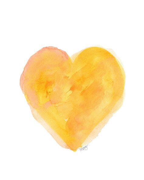 Autumn Gold Heart Yellow Wall Decor, Gold Nursery, Heart Art Print, Yellow Nursery, Orange Decor, Yellow Wall, Art Yellow, Instagram Frame Template, Gold Watercolor