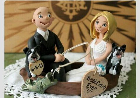 Sounds like me and Ry! Fishing Boat Cake, Fishing Wedding Cake, Fishing Wedding Cake Toppers, Boat Cake Topper, Fishing Themed Wedding, Nautical Wedding Cakes, Boston Terrior, Cookie Wedding, Boat Cake