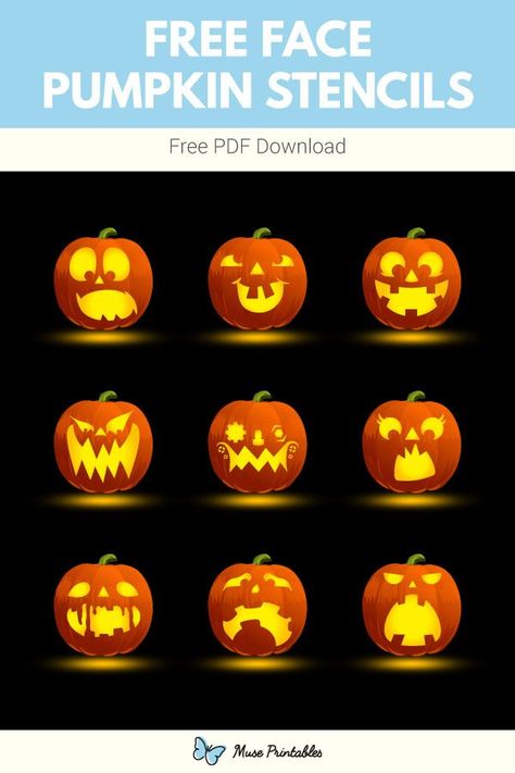 Pumpkin Face Ideas Easy, Pumpkin Carving Faces Ideas, Silly Face Pumpkin Carving Ideas, Pumpkin Carving Templates Printable Free Easy, Free Printable Jack O Lantern Faces, Pumpkin Stencil Ideas, Cute Pumpkin Faces Carving, Pumpkin Templates Free Printable Carving, Pumpkin Carving Ideas Faces