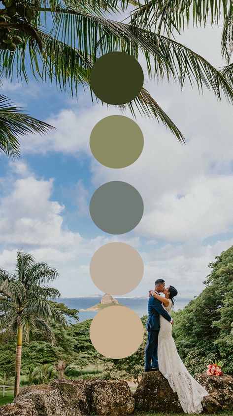 FTG's Wedding Color Palette Collection — For The Good Weddings and Events Carribean Wedding Colors, Hawaii Color Palette, Tropical Wedding Color Palette, Garden Color Palette, Beach Wedding Color Palette, Beach Wedding Colors Schemes, Destination Wedding Colors, Beach Color Palettes, Boho Wedding Colors