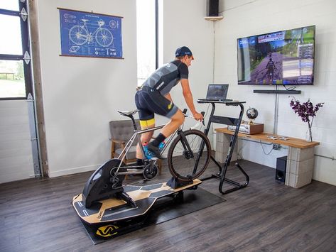 Anywhere, anytime. It's a Bike Life. Make Happy!🚴🏾‍♂️💥😁 Zwift Cycling Setup, Zwift Setup, Cycle Stand, Bike Indoor, Indoor Bike Trainer, Island Beach House, Bicycle Stand, Phillip Island, Virtual Race