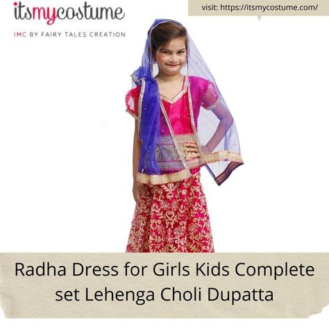 Check out our curated collection of Radha Dress costumes for kids that will make your child look adorable and lovely on this great Janmashtami. Buy Radha Dress for kids | Radha Dress for Girls | Radha Rani Fancy Dress for Girls. Whether your kid is a toddler, preschooler, kindergartener, or attending formal schooling, you can now avail colorful, beautiful, and vibrant Krishna or Radha dress for Janmashtami made of the finest fabrics right online. Krishna Or Radha, Radha Dress, Dress For Kids, Radha Rani, Dress For Girls, Fine Fabric, Costume Dress, Lehenga Choli, Kids Costumes