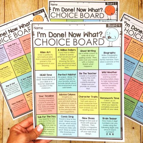 Classroom Choice Boards, Education Ideas For Elementary, Upper Primary Classroom, Middle School Early Finishers Activities, Finished Early Board, Year 5 And 6 Classroom Ideas, Reward Choice Board, Morning Work Choice Board, Common Board Configuration Elementary