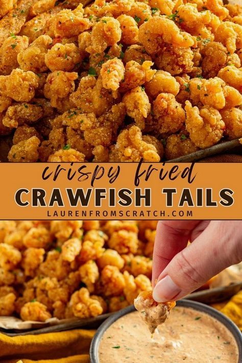 Bring the flavors of Louisiana to your kitchen with our fried crawfish tails recipe. It's easy to follow and results in perfectly crispy crawfish every time. Whether you're hosting a party or just looking for a tasty seafood dinner, this recipe is sure to impress. Find more Louisiana seafood recipes at LaurenFromScratch.com. Fried Crawfish Tails Recipe, Fried Crawfish Tails, Crawfish Recipe, Fish Batter Recipe, Crawfish Recipes, Louisiana Seafood, Cajun Food, Cajun Creole Recipes, Cajun Cooking