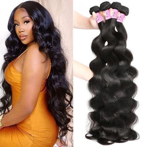 UNice Hair Body Wave Human Hair 4 Bundles 26 26 26 26 inch, 10A Brazilian Unprocessed Human Virgin Hair Wavy Weaves Sew In Extensions Natural Color Hair Extension Lengths, Wavy Weave, Sew In Extensions, Unice Hair, Sew In Hair Extensions, Straight Hair Extensions, Long Hair Extensions, Hair Body Wave, Graduation Hairstyles