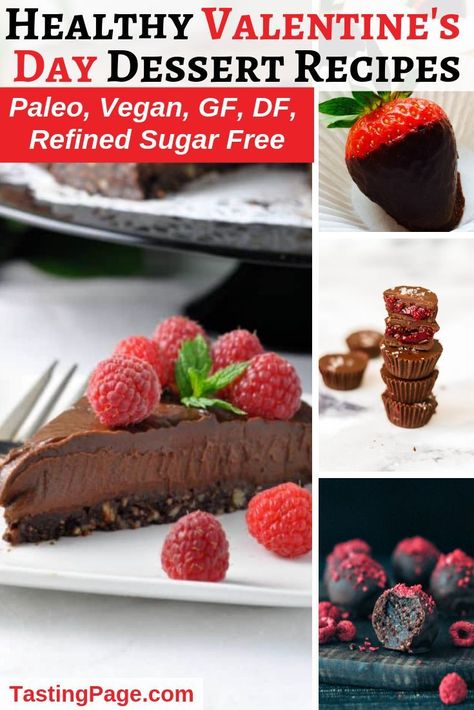 Clean Eating Valentine's Day Dessert Recipes - Vegan, gluten free and refined sugar free | TastingPage.com #valentinesday #valentinesdaydessert #healthydessert #paleodessert #vegandessert #paleorecipe #veganrecipe #glutenfreedessert #dairyfreedessert Paleo Vegan Dessert, Vegan Clean Eating, Valentines Recipes Desserts, Chicory Recipe, Healthy Valentines, Breakfast Low Carb, Holiday Sweets, Eating Vegan, Low Carb Cheesecake