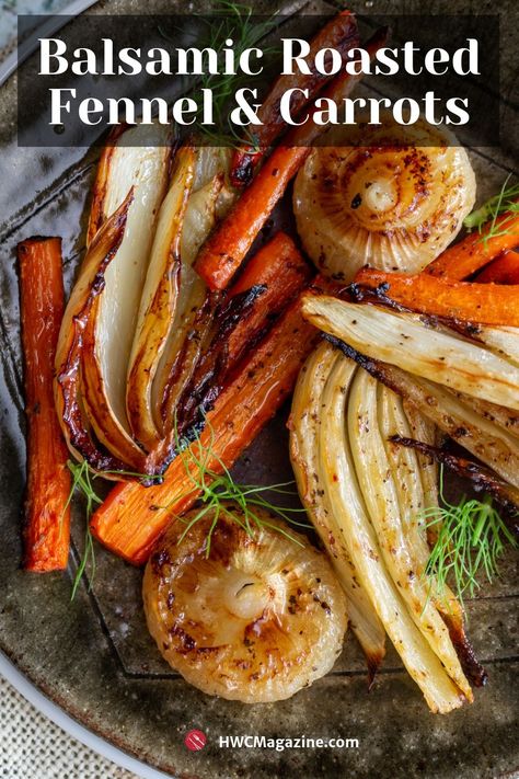 Balsamic Roasted Fennel and Carrots Balsamic Roasted Carrots, Christina Cooks, Carrots Healthy, Cipollini Onions, Zone Recipes, Herb Dressing, Fennel Recipes, Autumn Side Dishes, White Balsamic