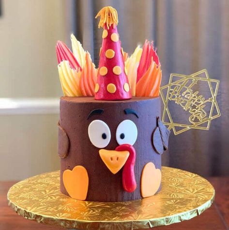 Turkey Cake Design, Turkey Cakes Birthday, Thanksgiving Cake Turkey, Easy Turkey Cake, Turkey Smash Cake, Turkey Birthday Cake, Turkey Themed 1st Birthday, Our Little Turkey Is Turning One Party, Turkey Cake Ideas