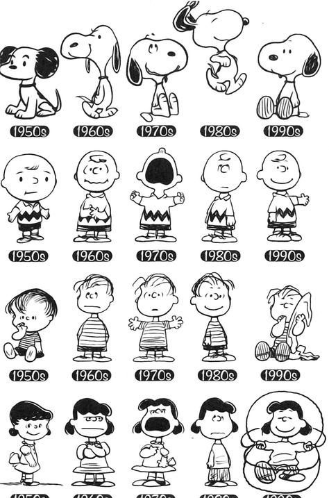 Character Evolution, Snoopy Cafe, Snoopy Museum, Snoopy Drawing, Charlie Brown Characters, Snoopy Comics, Snoopy Cartoon, Camp Snoopy, Snoopy Funny