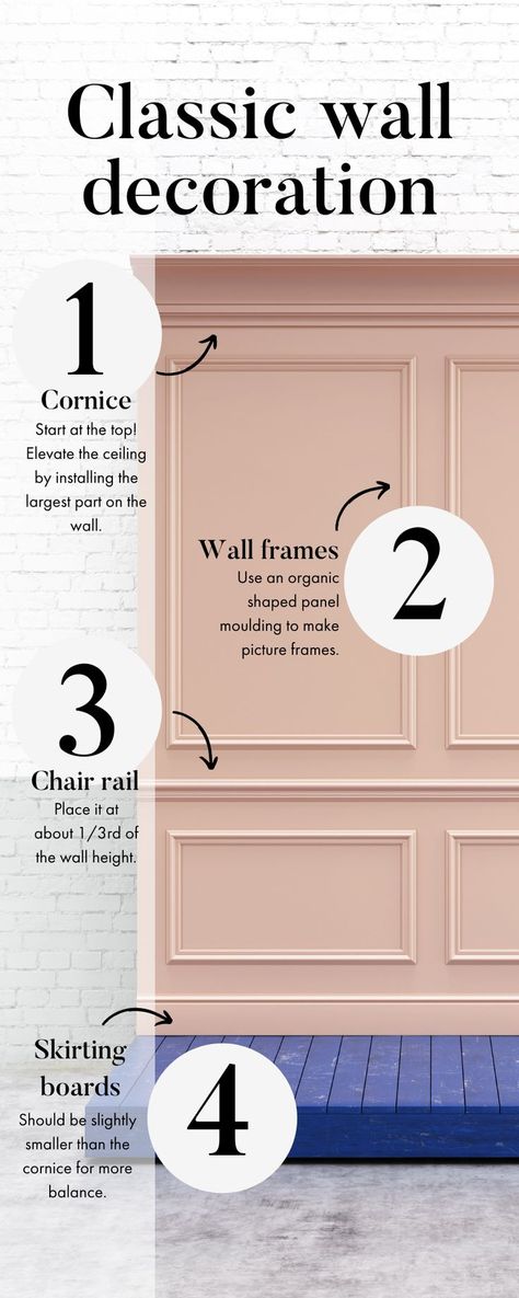 Wall Mouldings Hallway, Wall Moulding Corridor, Easy Wall Moulding Ideas, Modern Classic Wall Panel Moldings, Wall Moulding Design Bedroom, Classic Panel Wall, Wall Molding Before And After, Moulding On Vaulted Wall, Antique Wall Panelling