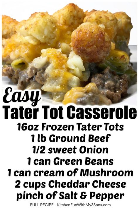 Hashbrown Casserole Tater Tots, Hamburger Tator Tot Casserole Recipes Easy, Campbells Tater Tot Casserole, Tator Casserole Recipes, Tator Tot Casserole Duggar, Cheesy Beefy Tater Tot Casserole, Tater Tot Casserole No Cheese, Tator Tot Hamburger Casserole Recipes, Tater Tot Casserole With Ground Beef And Green Beans