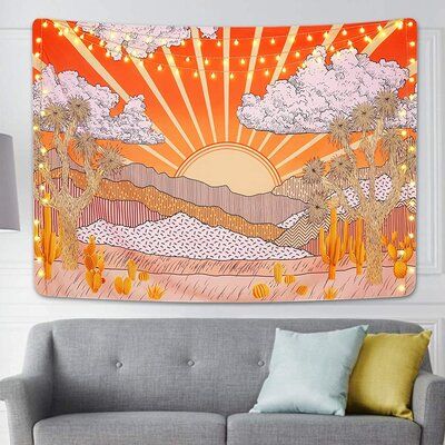 Desert Tapestry, Cactus Tapestry, Plant Tapestry, Sunset Tapestry, Blanket On Wall, Mountain Tapestry, Small Tapestry, Tapestry Nature, Forest Tapestry