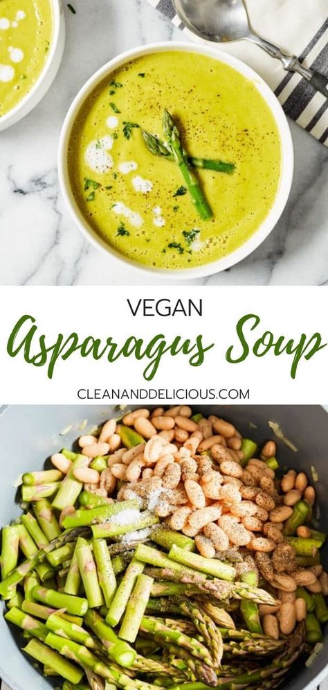 Vegan Cream Of Asparagus Soup, Asparagus Soup Recipe Healthy, Vegetarian Light Dinner, Recipes Using Asparagus, Asparagus Recipes Vegetarian, Vegan Asparagus Soup, Light Soups Healthy, Green Asparagus Recipes, Asparagus Soup Healthy