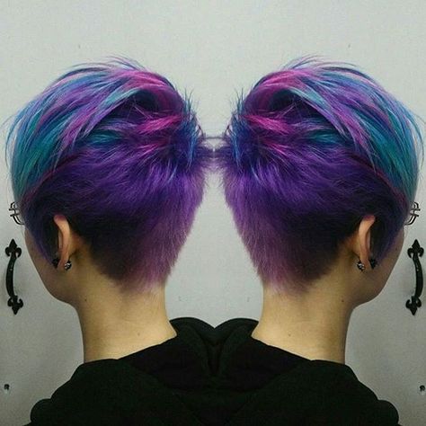 Really feeling this galaxy pixie by @diriagoly  Use #modernsalon to show us your best work! Pixie Hair Color, Classy Hair, Trendy We Fryzurach, Funky Hair, Galaxy Hair, Pixie Hair, Funky Hairstyles, Short Hair Color, Haircut And Color