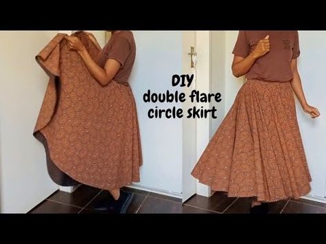 DIY double flare circle skirt | how to make a double flare skirt - YouTube Circle Skirt, Flare Skirt, Skirt, Quick Saves