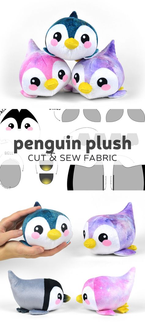 sewing toys patterns Penguin Sewing Pattern Free, Sewing Plushies, Sewing Plush, Penguin Pillow, Plush Diy, Custom Plushies, Penguin Plush, Sock Doll, Handmade Soft Toys