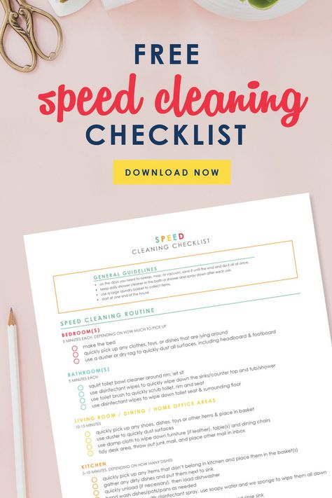 Want to achieve a neat & tidy home in  just minutes a day? Speed Cleaning is the way to make it happen! For a limited time, get this Speed Cleaning Checklist absolutely free and try it for yourself. Your home might never be the same!  : #cleaning #cleanhouse #freeprintable #free #freedownload #cleaningchecklist #home Speed Cleaning Flow Chart, One Cleaning Task A Day, Zone Cleaning Printable, 10 Minute Cleaning Tasks, Speed Cleaning Checklist, Standard Cleaning Checklist, Home Systems, Tidy House, Weekly Cleaning Schedule