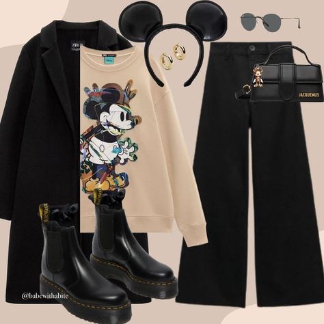 Disney Paris Winter Outfit, Alternative Disney Outfits, All Black Disney Outfit, Disney Looks Inspired Outfits, Cold Disney Outfits, Paris Winter Outfit, Disney Outfits Winter, Disney Winter Outfits, Disneyland Fits