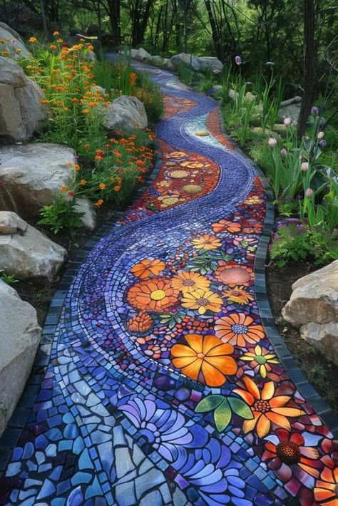 Mosaic Walkway, Walkway Design, Garden Walkway, Have Inspiration, Garden Path, Mosaic Garden, Garden Pathway, Backyard Landscaping Designs, Rock Garden