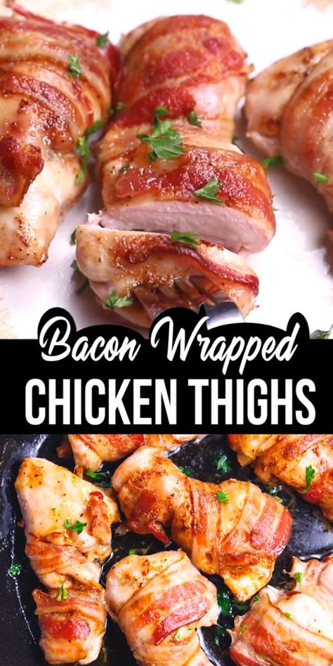 Bacon Wrapped Chicken Thighs, Bacon Seasoning, Thighs Chicken, Thighs Recipe, Healthy Chicken Recipes Easy, Fitness Recipes, Wrapped Chicken, Chicken Thigh Recipes Oven, Chicken Thigh Recipes Crockpot