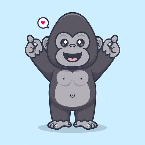 Catalyststuff | Freepik Cute Gorilla Cartoon, Gorilla Cartoon, Cute Gorilla, Nature Icon, Vector Icons Illustration, Animal Nature, Psd Icon, Montessori Activities, Icon Illustration