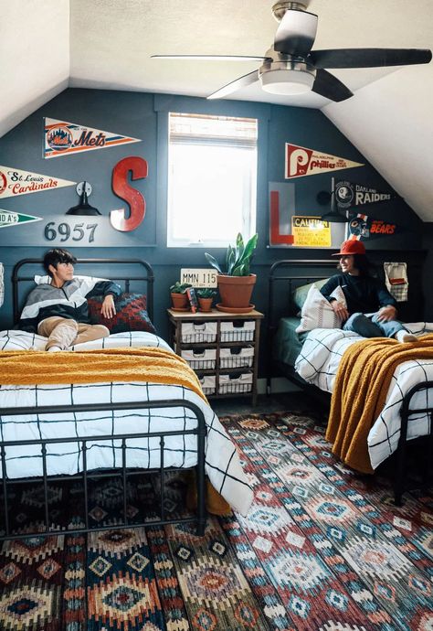 Boys Bedroom Ideas Shared, Boys Shared Bedroom Ideas, Boys Shared Room, Shared Boys Room, Shared Boys Rooms, Boys Shared Bedroom, Windsor House, Kids Shared Bedroom, Nesting With Grace