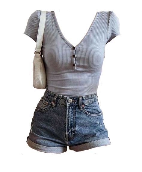 Outfit Ideas With Short Jeans, Obx Outer Banks Outfits School, Outfit Ideas Png Summer, Outer Shirt Outfit, Png Summer Clothes, Cuqoutte Aesthetic Outfits, Cottage Core Aesthetic Outfit Summer, Summer Shorts Outfits Aesthetic, Jean Short Outfits Summer Casual